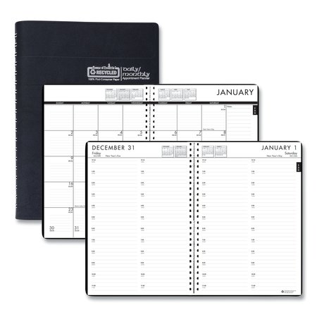 HOUSE OF DOOLITTLE Recycled Daily Appointment Book/Monthly Planner, 10x7, Black Cover, 12-Month (Jan to Dec): 2022 2896-32